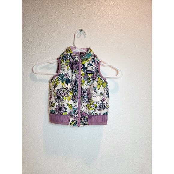 Patagonia Baby Reversible Puff Vest 3-6M‎ Floral Quilted Pink Insulated